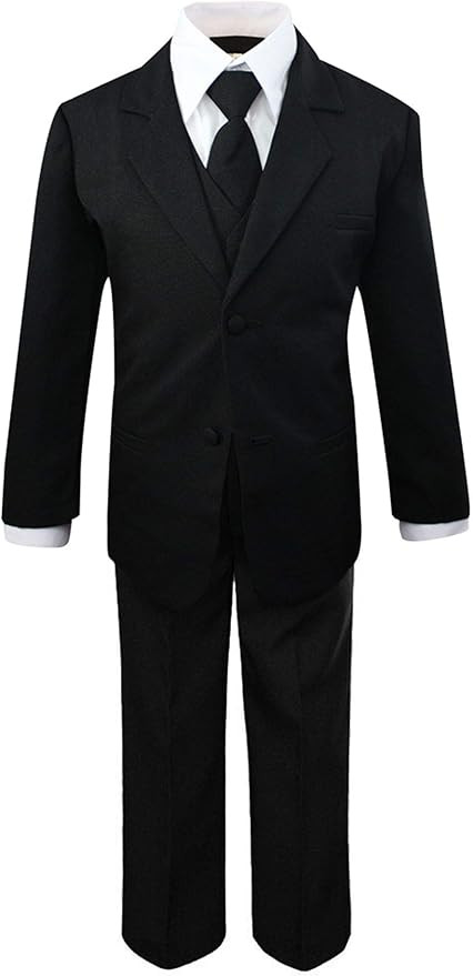 Luca Gabriel Toddler Boys' 5 Piece Classic Fit No Tail Formal Khaki Dress Suit Set with Tie and V... | Amazon (US)