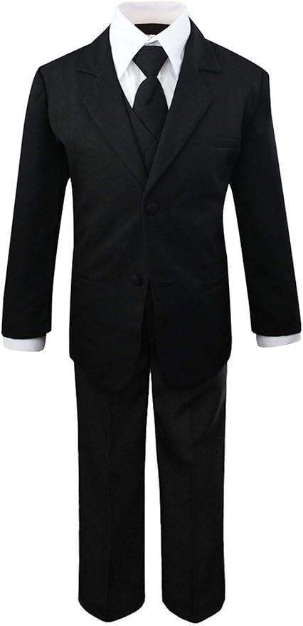 Luca Gabriel Toddler Boys' 5 Piece Classic Fit No Tail Formal Khaki Dress Suit Set with Tie and V... | Amazon (US)