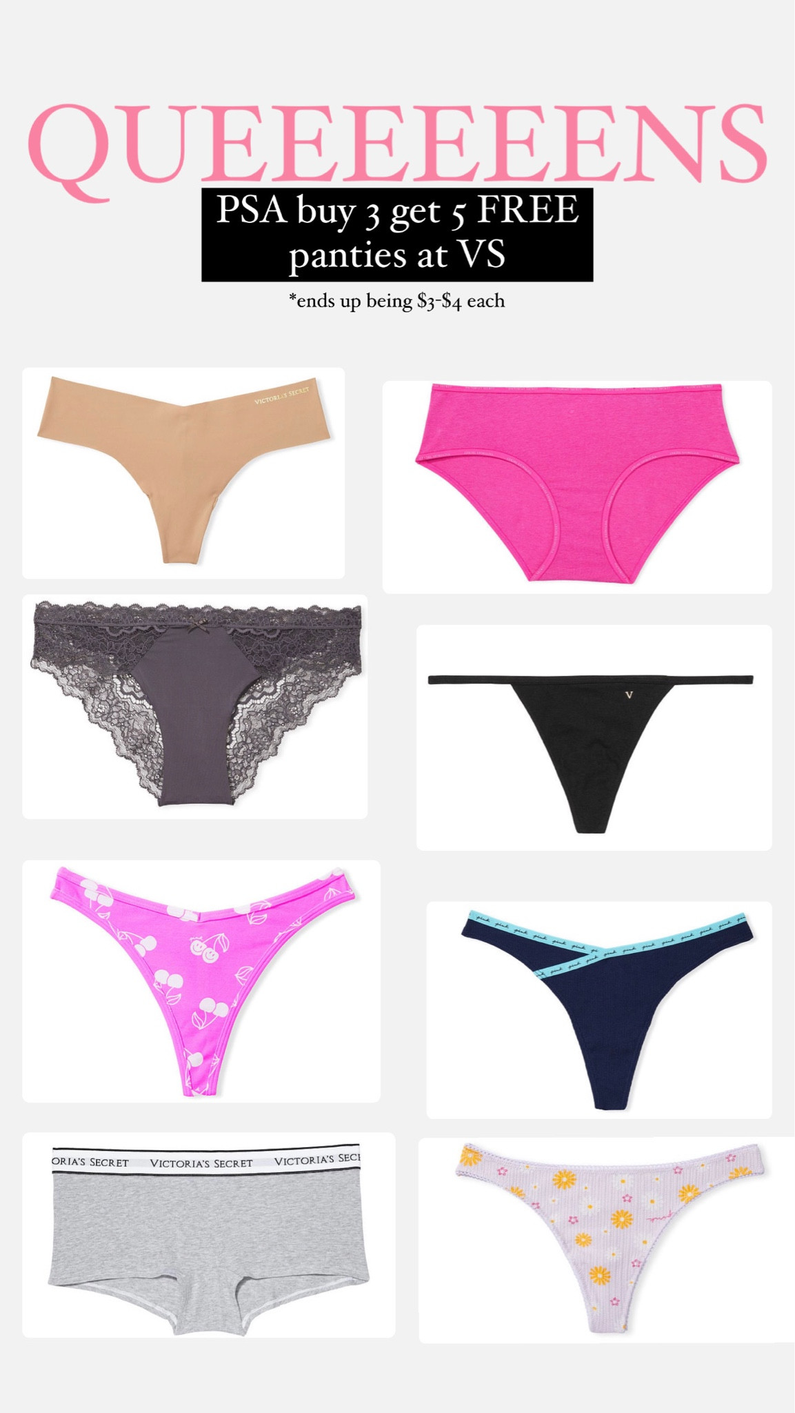 BUY 3 GET 5 FREE panties