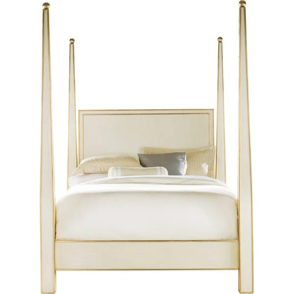 Abstract Solid Wood Low Profile Four Poster Bed | Wayfair North America