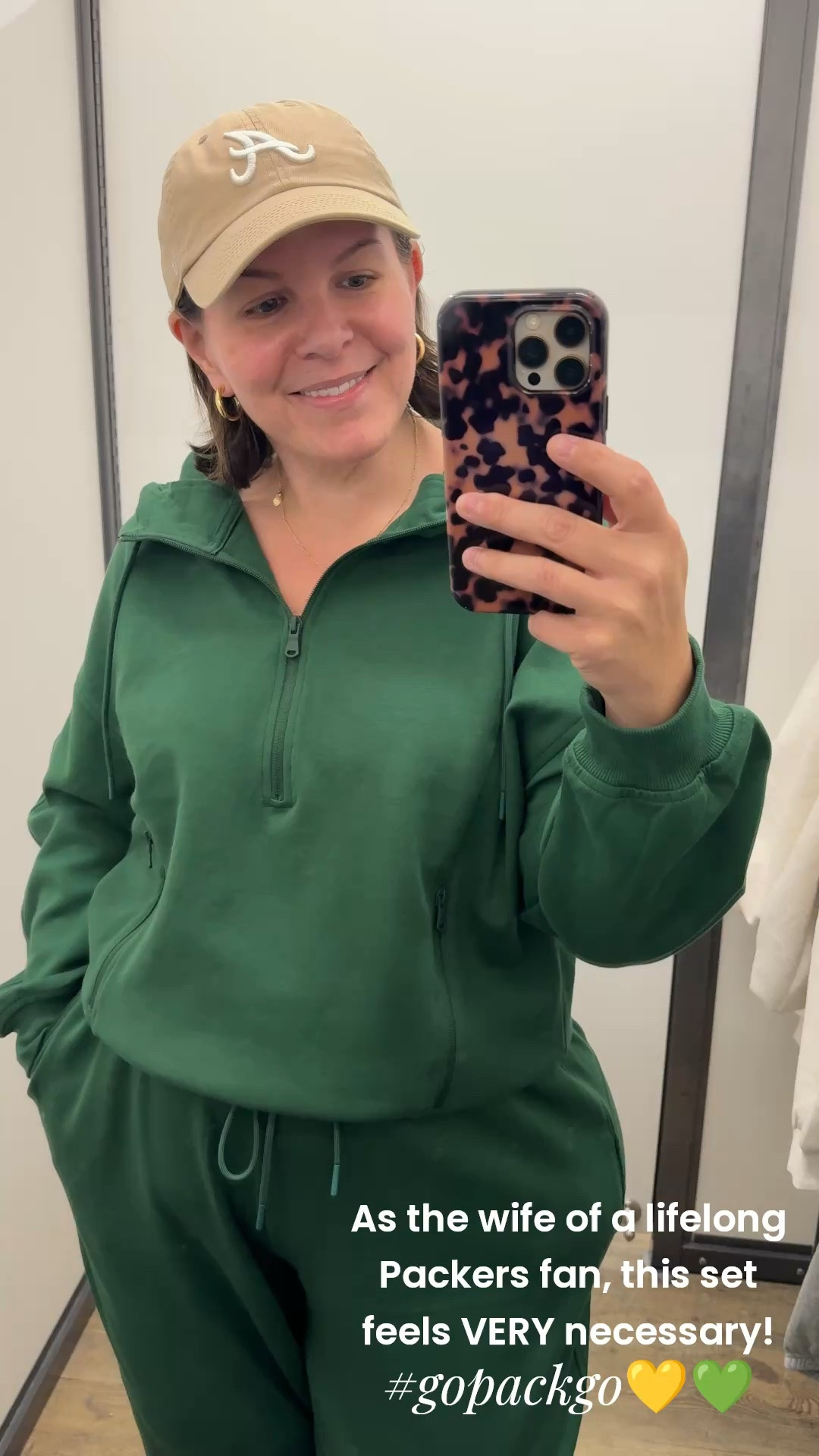 A game day outfit I can wear on my couch! This Old Navy matching set comes in lots of color but I love this green for cheering on the Packers. I sized up to XXL in the pants for a little more room in the legs of the joggers and took my usual XL in the pullover.  

 #LTKmomlife #LTKActive #LTKMidsize