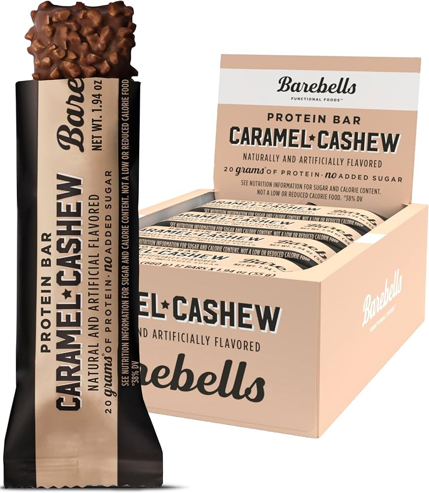 Barebells Protein Bars Caramel Cashew - 12 Count, 1.9oz Bars with 20g of High Protein - Chocolate... | Amazon (US)