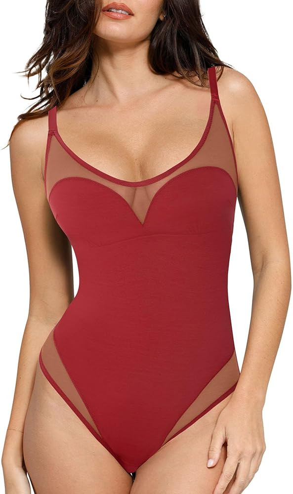 Popilush The Shapewear Bodysuit for Tummy Control Mesh Bodysuits with Build in Bra 2024 Summer Ta... | Amazon (US)