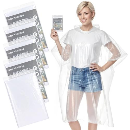 APEXUP Disposable Rain Ponchos for Adults, 5PK/10PK/50PK Emergency Rain Poncho for Camping Hiking... | Amazon (US)