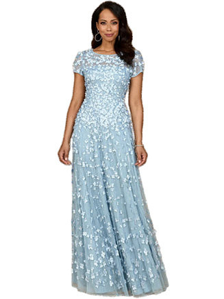 Lara Women's 3D floral embellished cap sleeve gown - Macy's | Macy's