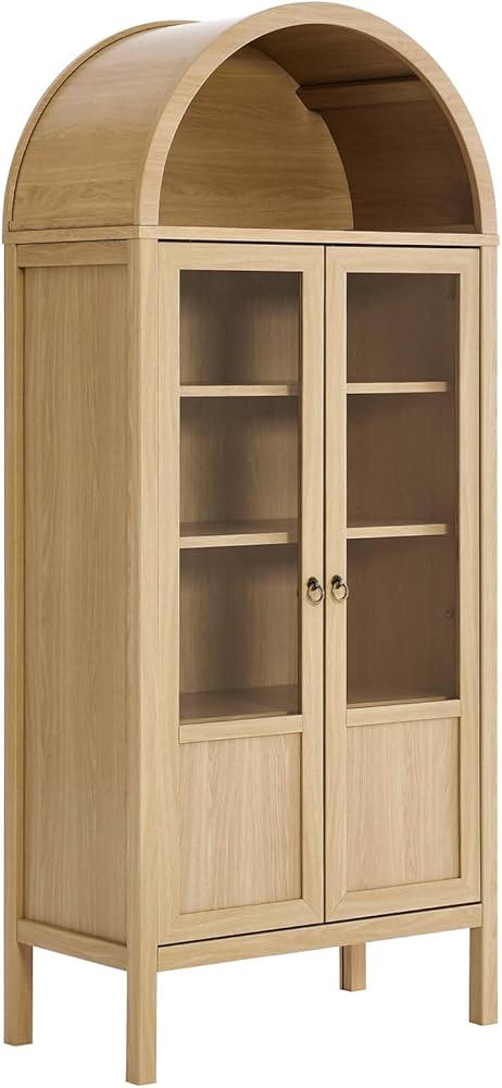 Modway Tessa Arched 71" Tall Storage Display Cabinet in Oak Wood Grain | Amazon (US)