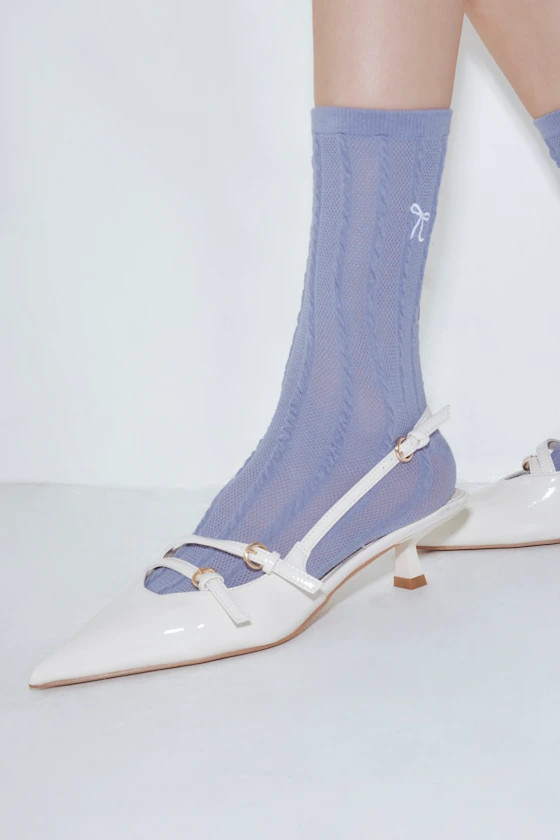 Edelie Off White Patent Pointed-Toe Slingback Pumps | Lulus