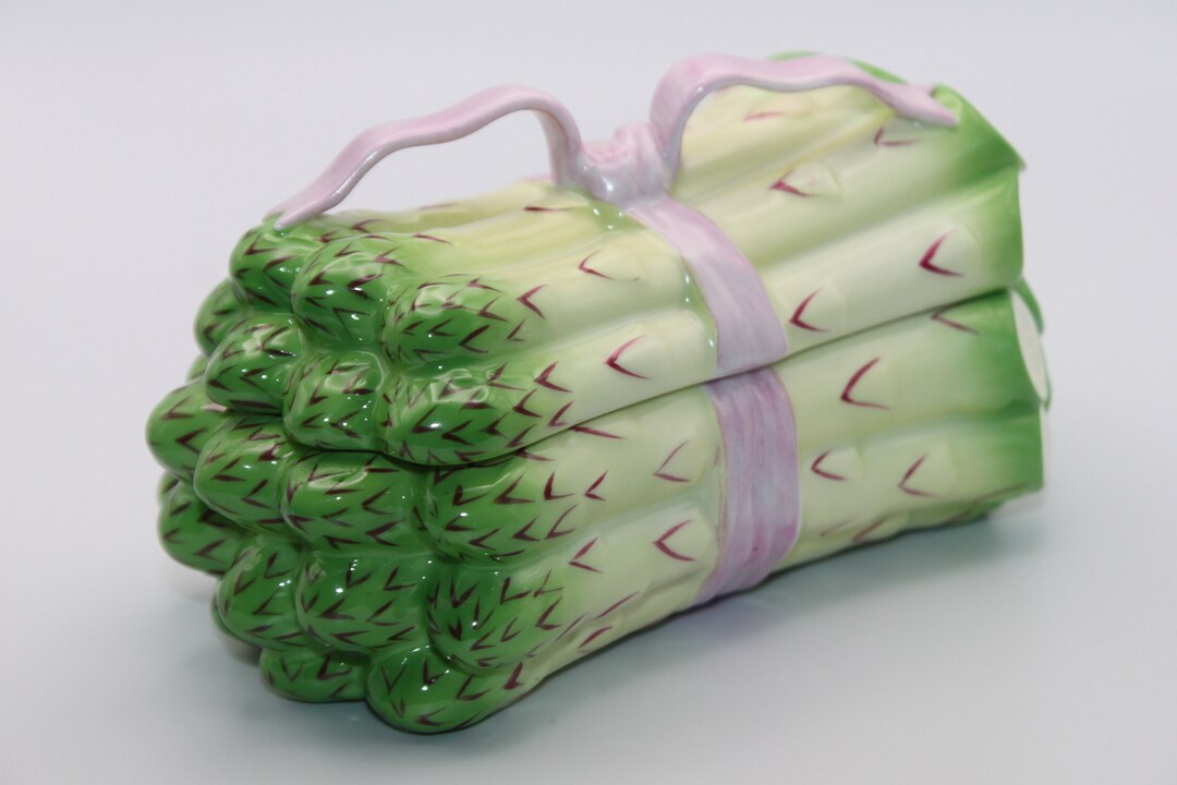 Herend Asparagus Trinket Box: Hand-painted Porcelain With Pink Ribbon - Etsy | Etsy (US)