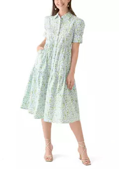 Crown & Ivy™ Women's Short Sleeve Midi Shirtdress | Belk