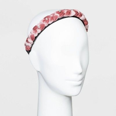 Braided Velvet Braided with Scatter Pearls Headband - Wild Fable™ Blush | Target