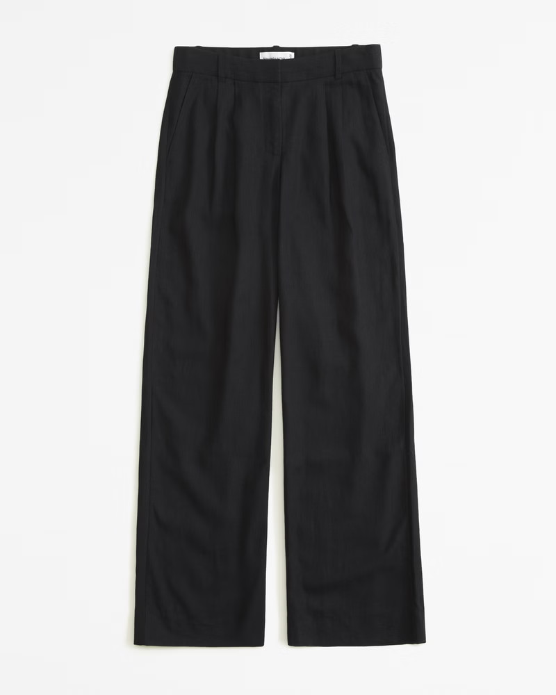 A&F Sloane Low Rise Tailored Linen-Blend Pant | Abercrombie & Fitch (US)