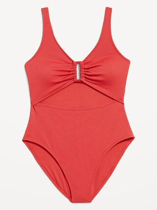 Textured One-Piece Cut-Out Swimsuit | Old Navy (US)