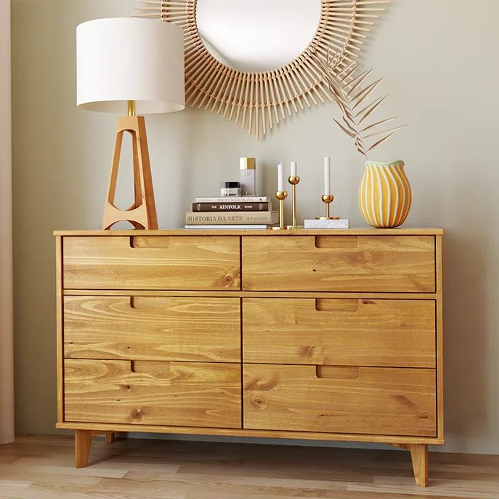 Manor Park Sonoma 6-Drawer Solid Wood Caramel Dresser | Walmart (US)