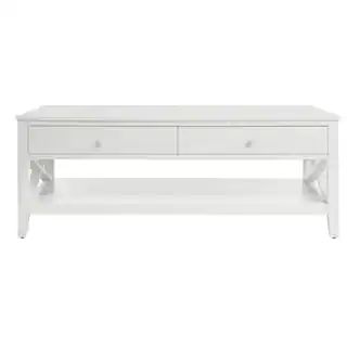 StyleWell Oakley 48 in. White Large Rectangle Wood Coffee Table with 2-Drawers CF1810253-WHT - Th... | The Home Depot