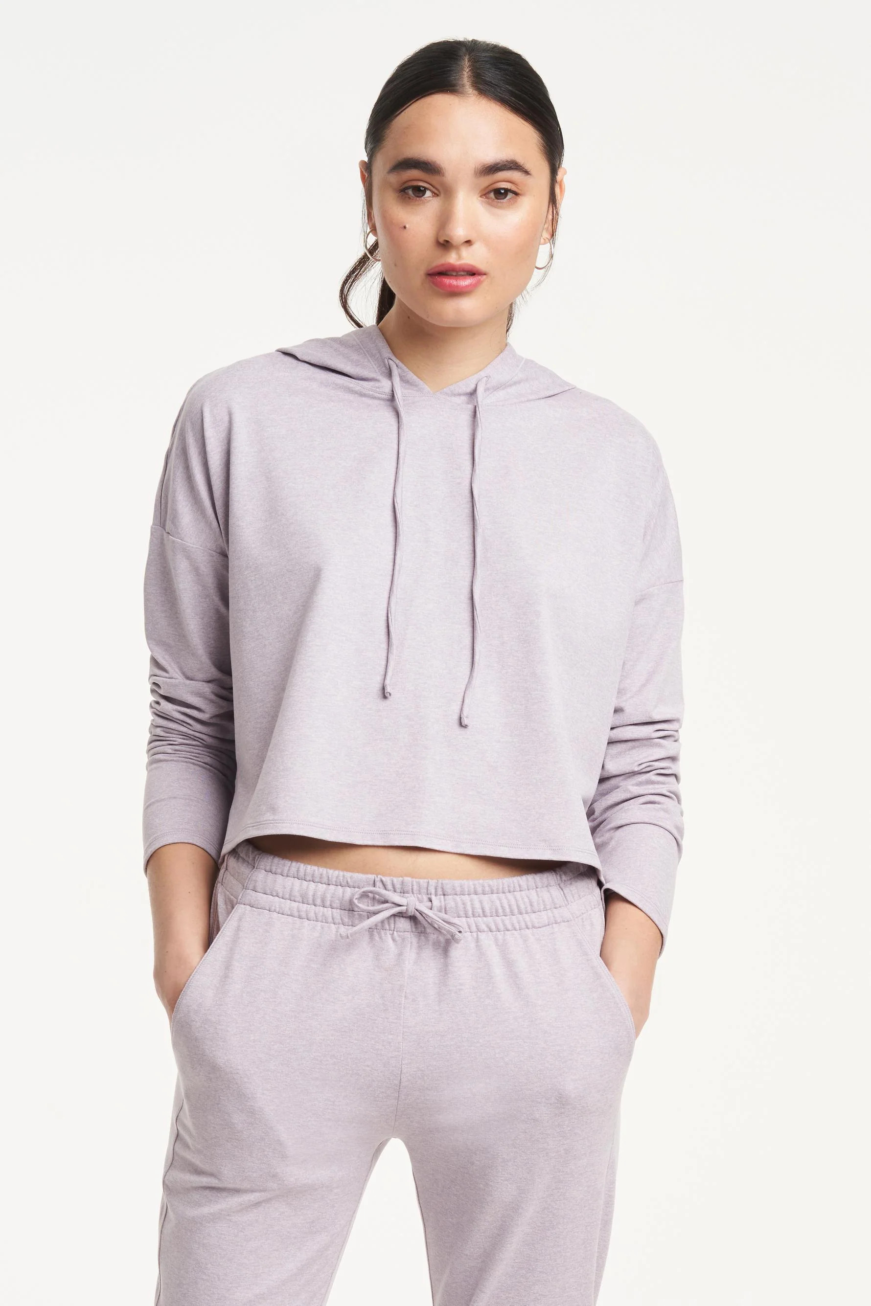 We Over Me Zen Hoodie in Soft Lavendar Sand Bandier | Bandier