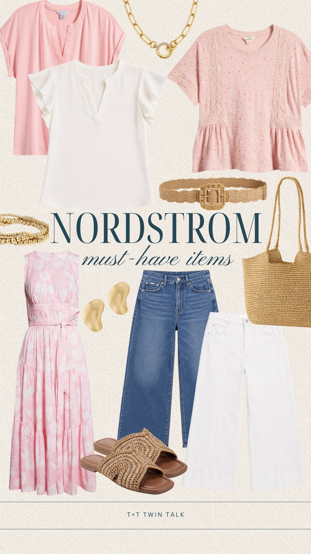 We picked some of our favorite Nordstrom finds for summer and cannot get over the soft pinks, woven textures, and easy denim. The gold jewelry and raffia accessories make everything feel elevated while still being super wearable for everyday outfits. Definitely adding these pieces to our warm weather wishlist.

#LTKOver40 #LTKSeasonal #LTKMidsize