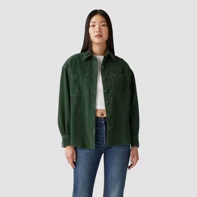 Levi's® Women's Long Sleeve Orion Corduroy Button-Down Shirt - Python Green M | Target
