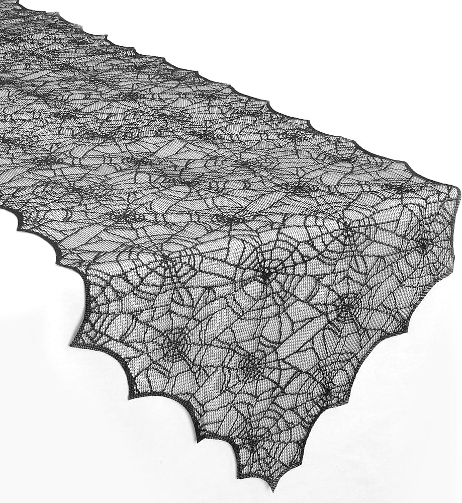 Halloween Table Runner, 18 X 72 Inch Black Lace Spider Web Table Runner, Spider Web Halloween Dec... | Amazon (US)