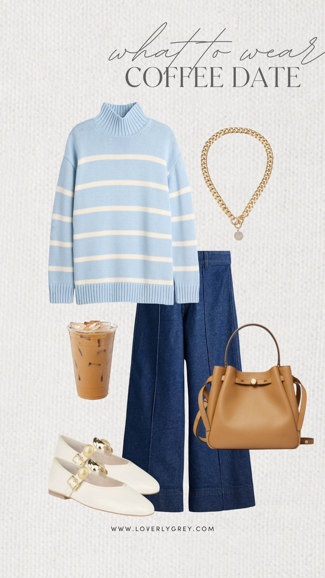 Loverly Grey, what to wear for a coffee date! A simple long sleeve striped sweater with dark wash denim. Accessorize the look with a chunky gold chain necklace, leather purse, and Mary Jane flats! 

#LTKootd #LTKSeasonal #LTKgrwm