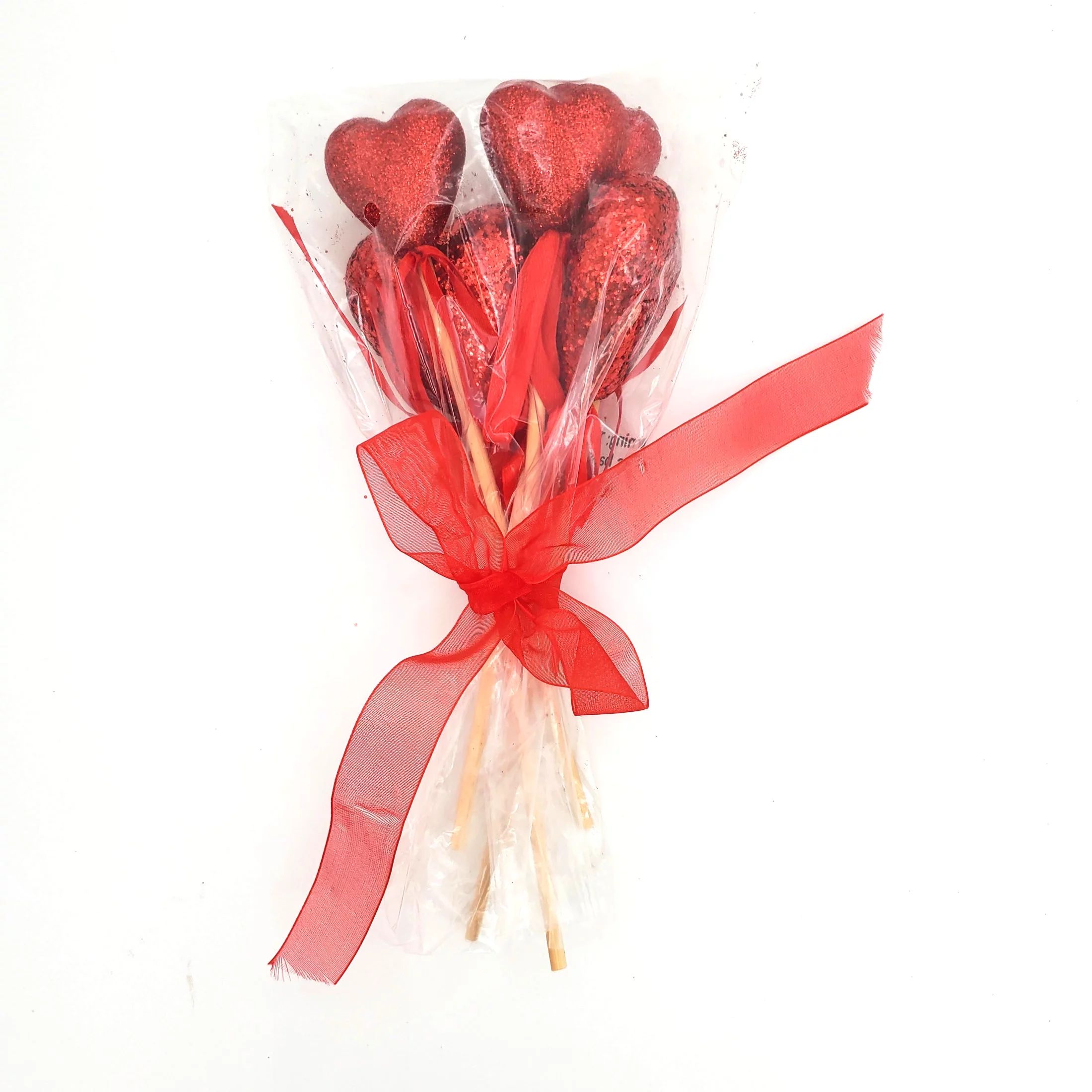 WAY TO CELEBRATE! Valentine's Day Glitter Red Heart Pick Bouquet - Walmart.com | Walmart (US)