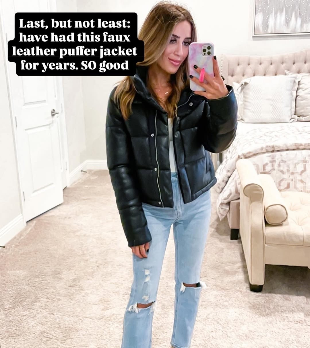 Faux leather puffer jacket size xxs on sale and comes in a longer length 

#LTKFindsUnder100 #LTKFindsUnder50 #LTKPetite