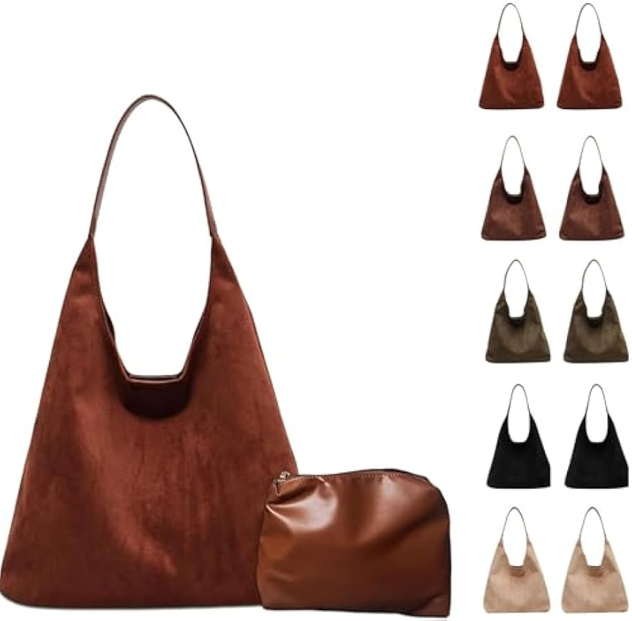 Brown Suede Bag for Women, Brown Suede Tote Bag Purse, Suedes bags for Women, Shoulder Bags | Amazon (US)