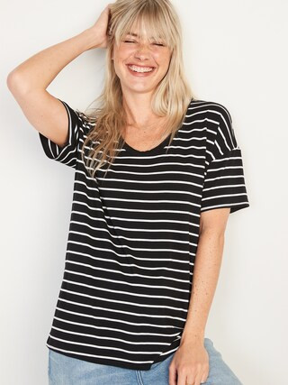 Short-Sleeve Luxe Oversized Striped Tunic T-Shirt for Women | Old Navy (US)