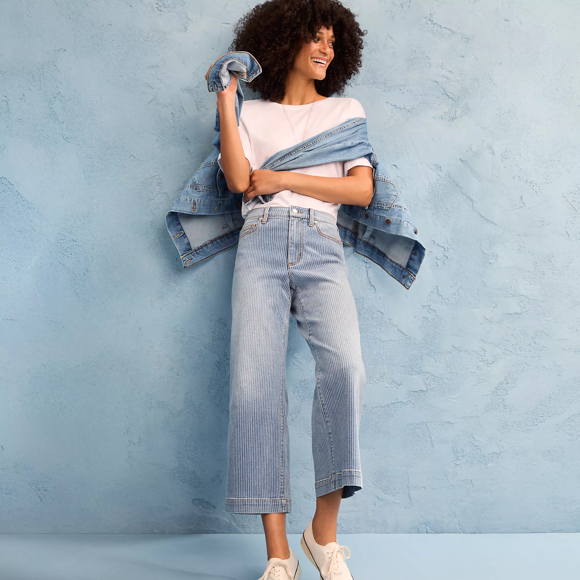 Women's Recover Denim High Rise Wide Leg Crop Jeans | Lands' End (US)