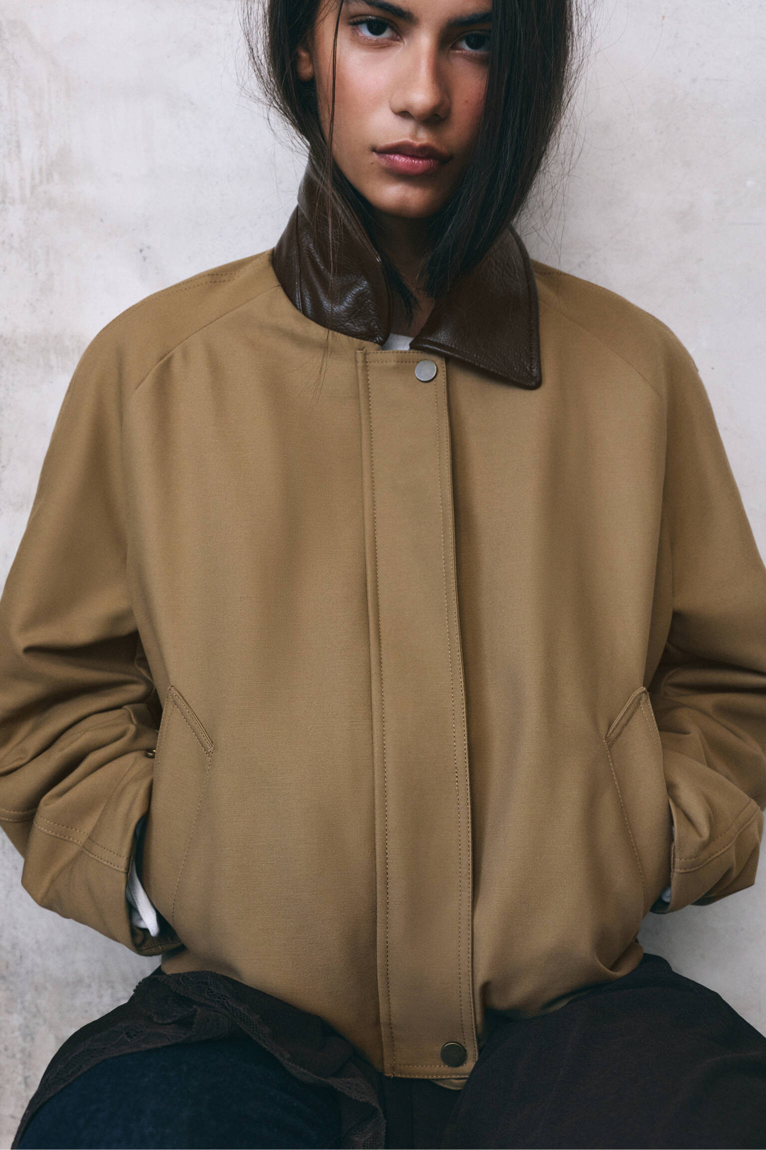 Jacket with leather-effect collar - Pull&Bear United Kingdom | PULL and BEAR UK