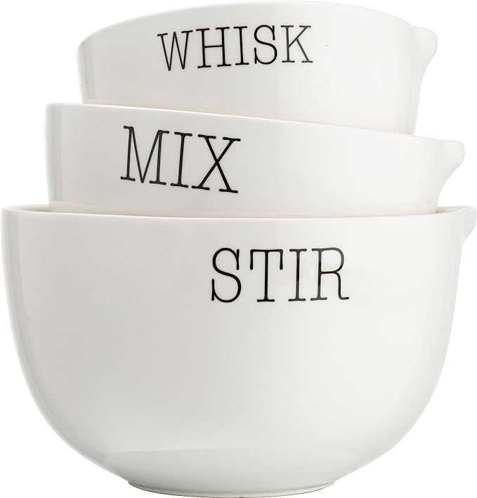 Set of 3 Kitchen Nesting Prep Bowls for Serving, Mixing, Whisking and Pouring – Made of Matte W... | Amazon (US)