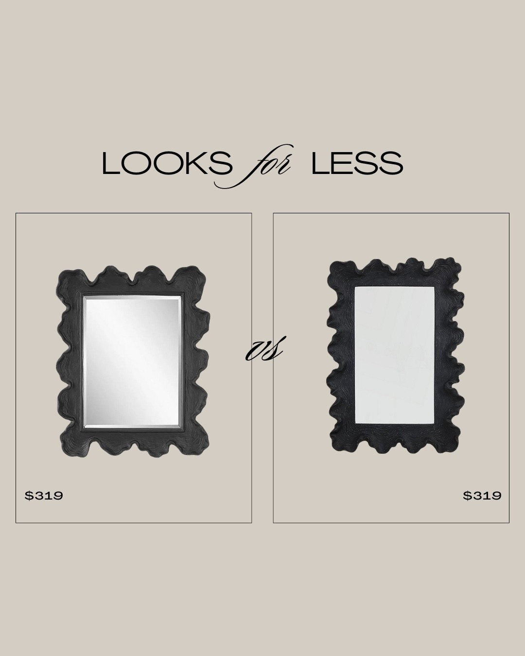 ✨ Looks for Less: Luxe for Your Bath ✨
Who says you need to splurge to get that designer look? This month’s Covelle & Co. Looks for Less spotlight is on the Sea Coil Mirror—a bold, black beauty that elevates any bathroom.

💰 Lumens Price: $470
💡 Ballard Designs Price: $320

That’s over $150 in savings for the same stunning style. Proof that luxury design doesn’t always come with a luxury price tag.

🖤 Perfect for making a statement in your bathroom design, this mirror pairs seamlessly with modern finishes, coastal vibes, or moody interiors.

➡️ Save this for your next remodel inspo and let us know in the comments: Would you splurge or save?

#CovelleAndCo #LooksForLess #BathroomDesign #InteriorDesignTips #DesignOnABudget #BlackBathroom #MirrorDesign #HomeStyleInspo #AffordableLuxury

#LTKHome #LTKSaleAlert #LTKStyleTip