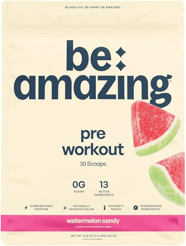 Be Amazing Pre-Workout Powder | Vegan Energy Booster Powdered Drink with All-Natural Caffeine, No... | Amazon (US)