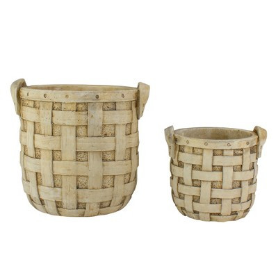 Napa Home & Garden Set of 2 Beige Tobacco Basket Planter Set 9.5" | Target