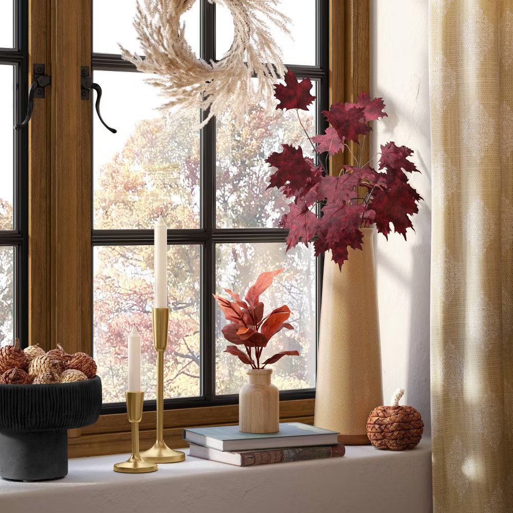 Small Fall Leaf Arrangement in Wood Pot - Threshold™ | Target