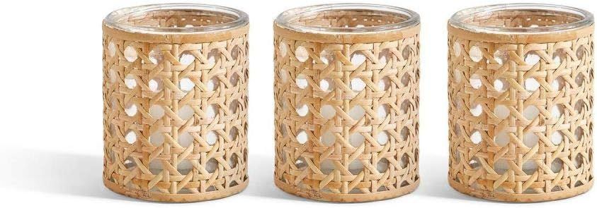 Two's Company Lumingnon Set of 3 Cane Webbing Candleholders/Vases | Amazon (US)