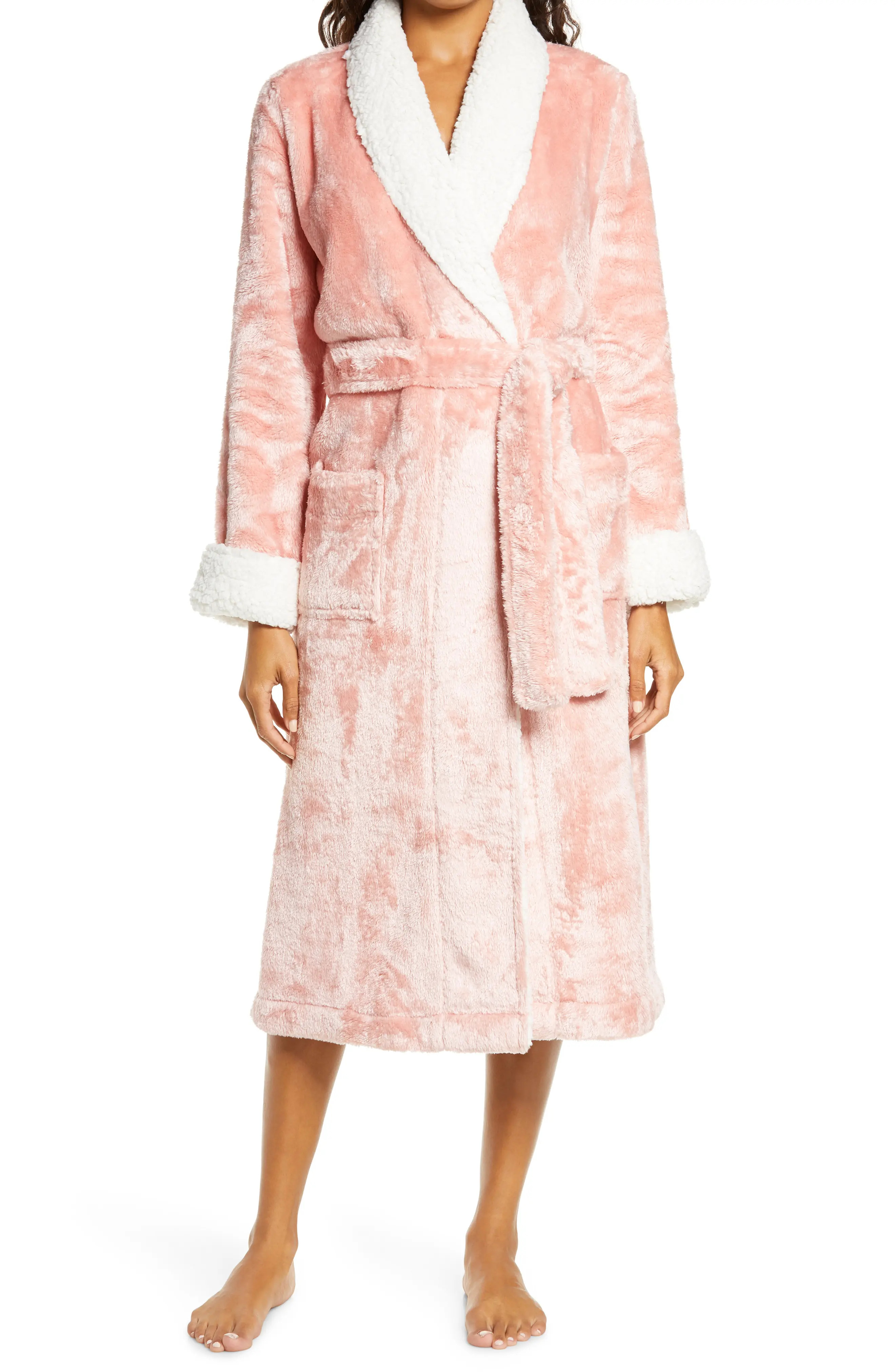 Women's Nordstrom Frosted Plush Robe, Size Large - Pink | Nordstrom