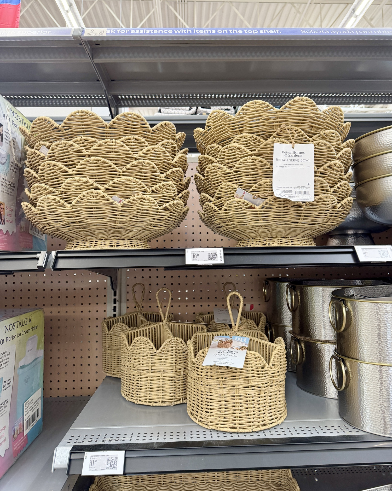 New Walmart summer home finds! 🌸 rattan bowls scalloped picnic basket rattan outdoor entertaining essentials patio decor 