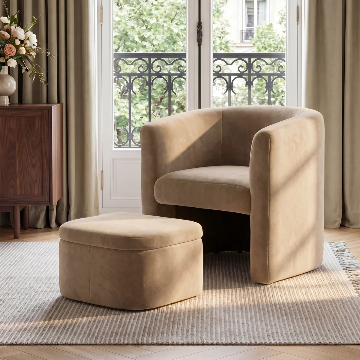 Braedin Upholstered Accent Chair & Storable Ottoman, No Assembly Required | Wayfair North America