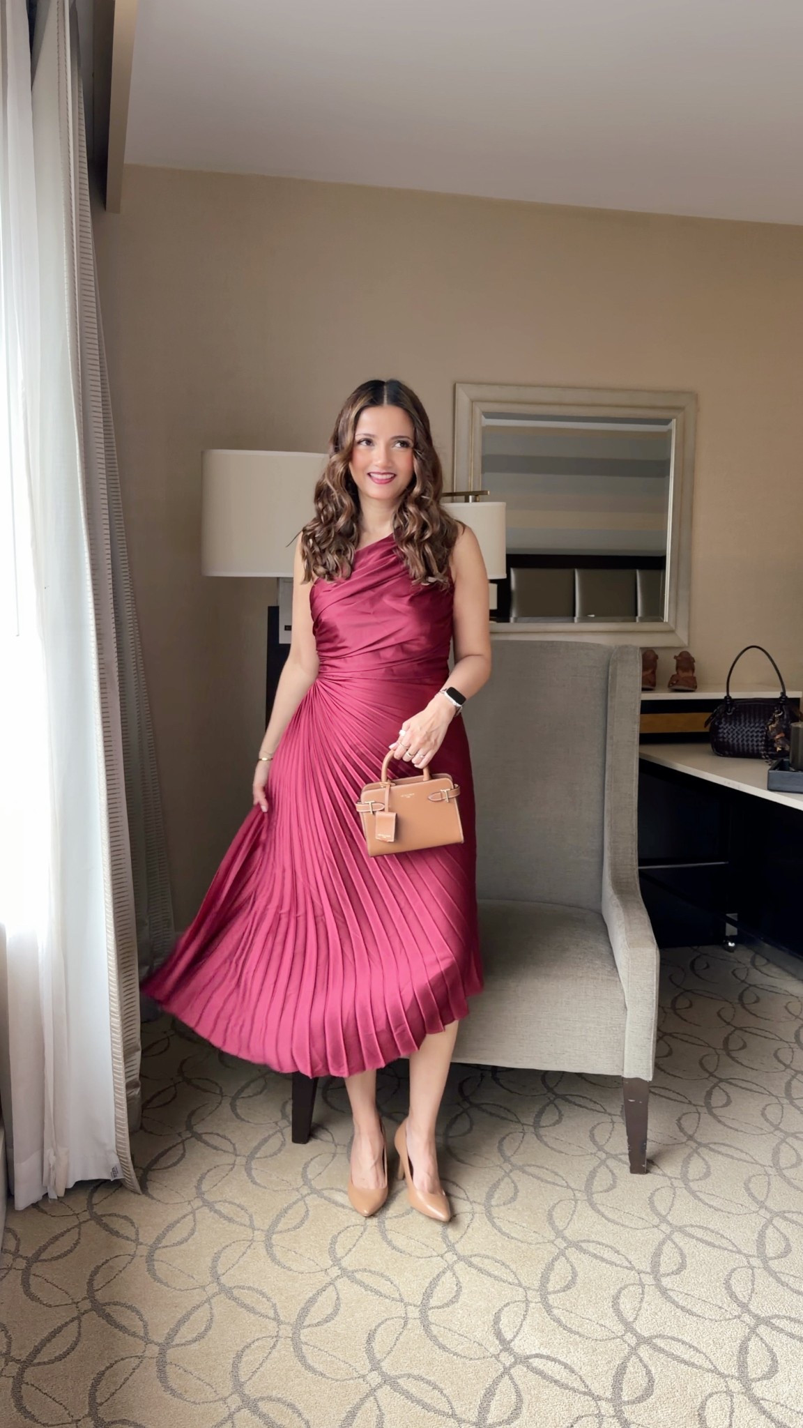 burgundy pleated asymmetrical dress 

#LTKcanada #LTKdresses #LTKwedding