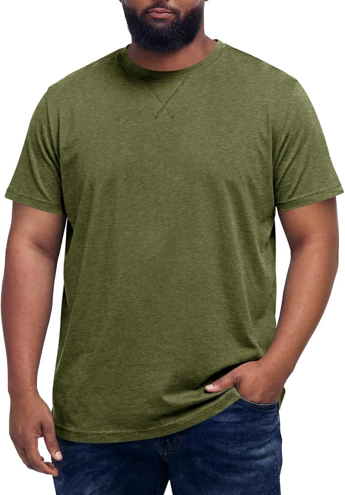 Runcati Mens Big and Tall Shirts Short Sleeve Crew Neck Casual T-Shirt Summer Longline Hipster Te... | Amazon (US)