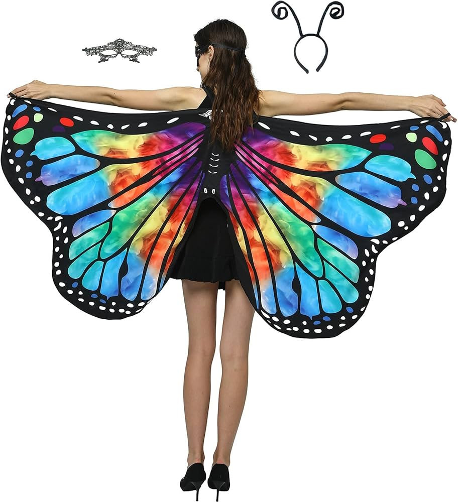 CISMARK Adult Butterfly Wings for Women,Fairy Ladies Halloween Party Costume Accessory 3 PCS/SET | Amazon (US)