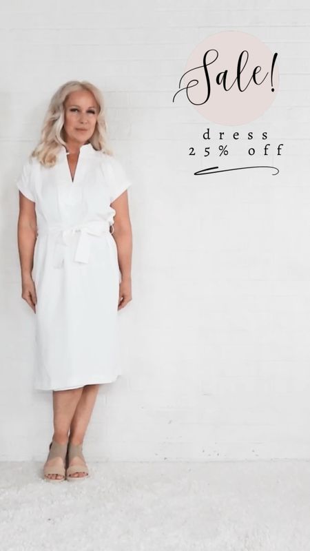 Sale! White linen doorman dress is 25% off. Effortless elegance for women over 40, women over 50, women over 60!

#LTKVideo #LTKOver40 #LTKSaleAlert