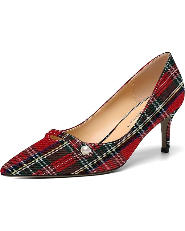 ROSERWISH Womens Sexy Patent Pointed Toe Slip On Evening Wedding Stiletto Mid Heel Pumps Dress Sh... | Amazon (US)