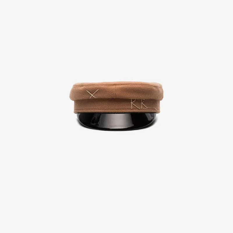 Ruslan Baginskiy brown and black varnished brim wool hat | Browns Fashion