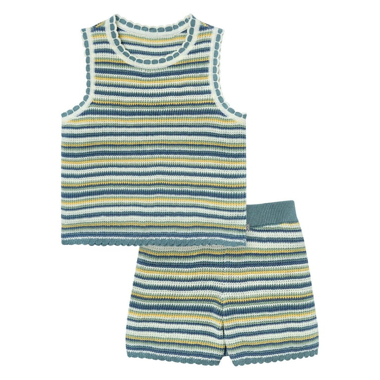 Modern Moments Toddler Girl Crochet Sweater Knit Short Set, 2-Piece, Sizes 12M-5T | Walmart (US)