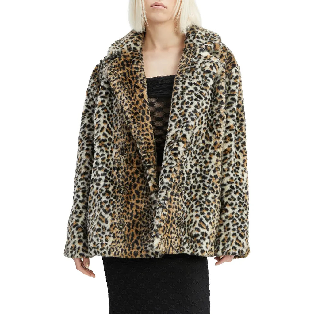 Bardot Vento Cheetah Pattern Faux Fur Coat at Nordstrom, Size 4 | Nordstrom