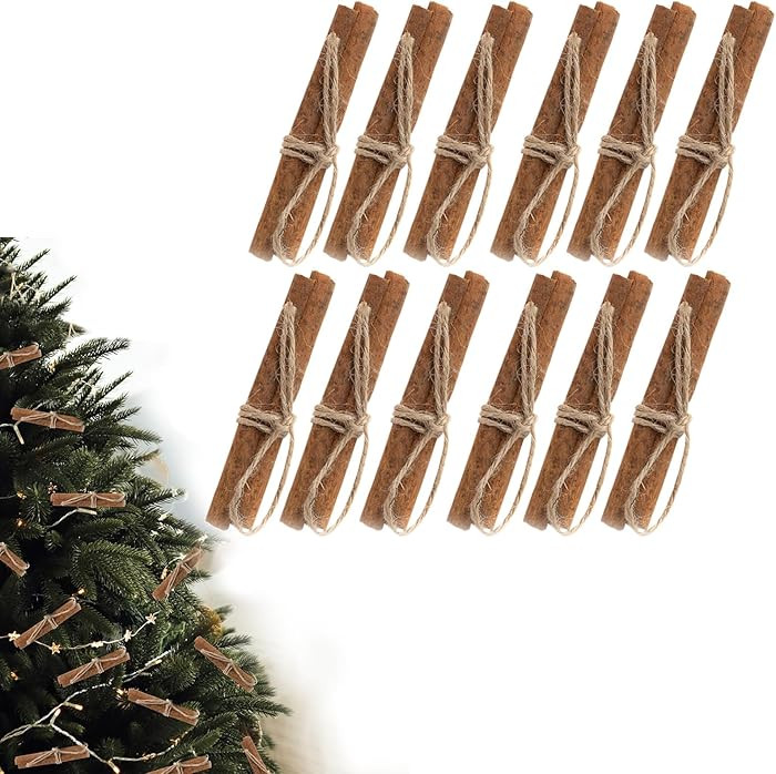 12Pcs Christmas Tree Decorations - Natural Dried Lemon Slices Cinnamon Sticks Cotton Cinnamons Ro... | Amazon (US)