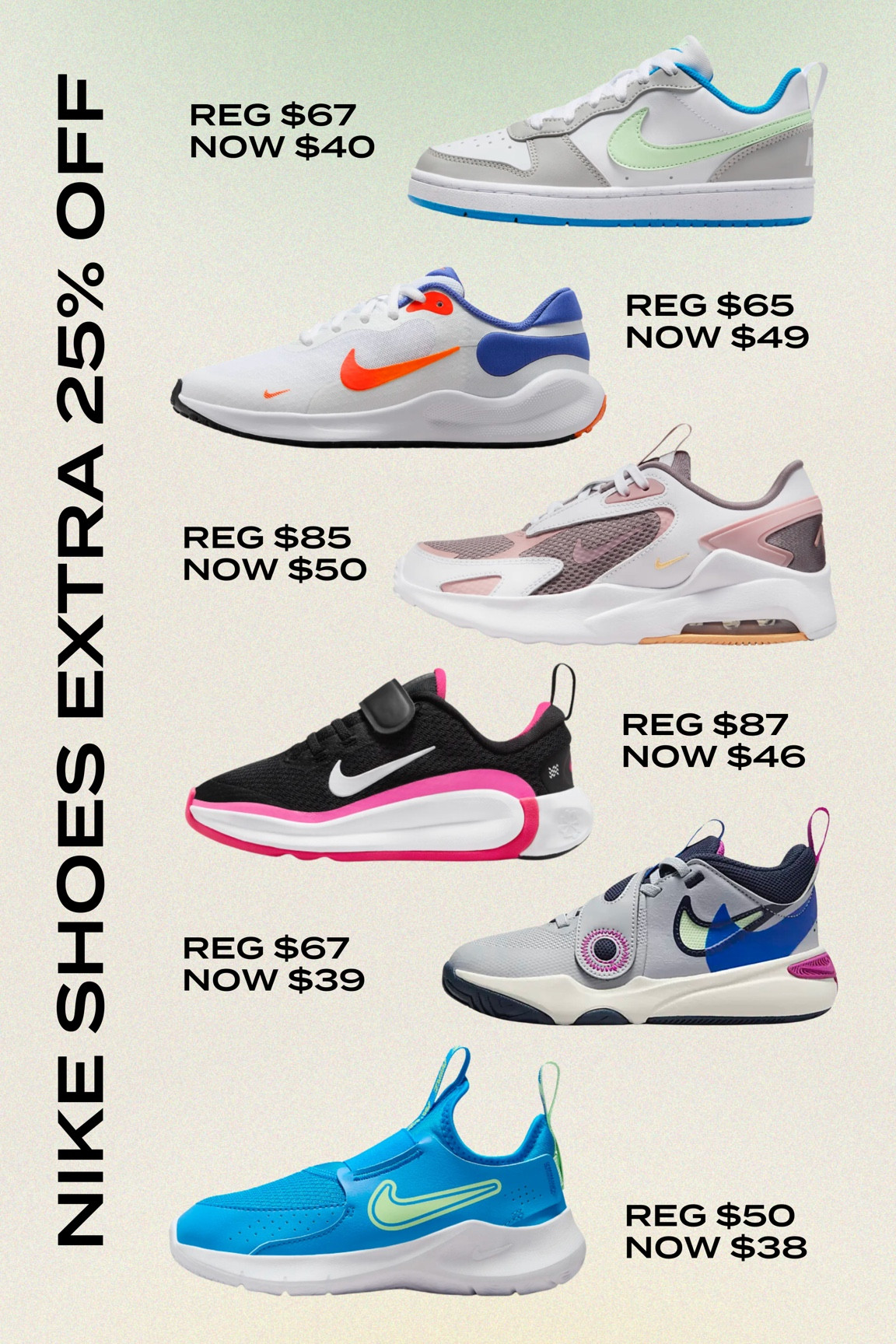 Nike shoes extra 25% off with code SPORT25

#LTKsalealert #LTKfindsunder50