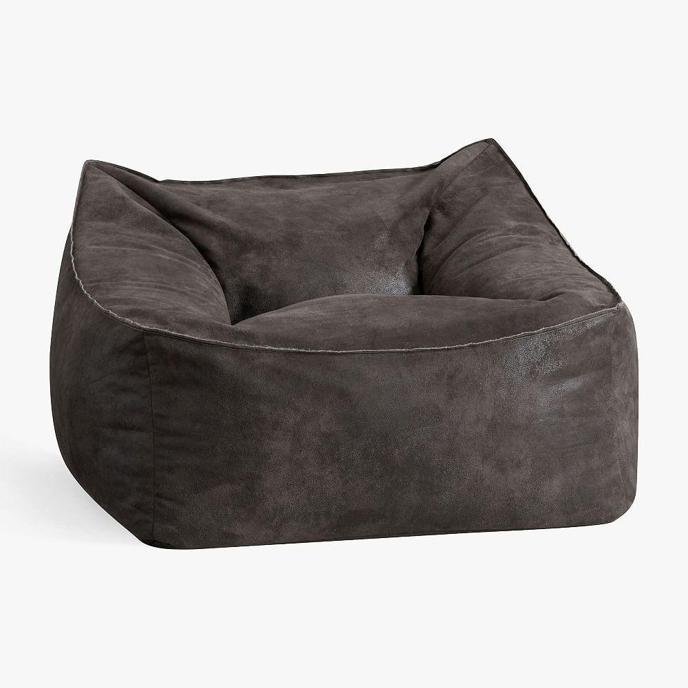 Large Textured Faux Suede Charcoal Modern Bean Bag Lounger | Pottery Barn Teen