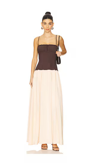 WeWoreWhat Ruffle Corset Maxi Dress in Brown. - size 0 | Revolve Clothing (Global)